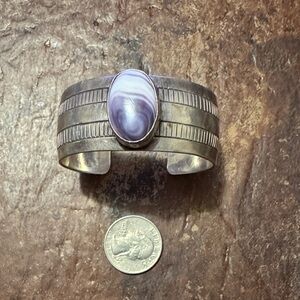 GB Grant Sterling Silver and Purple Stone Bracelet cuff